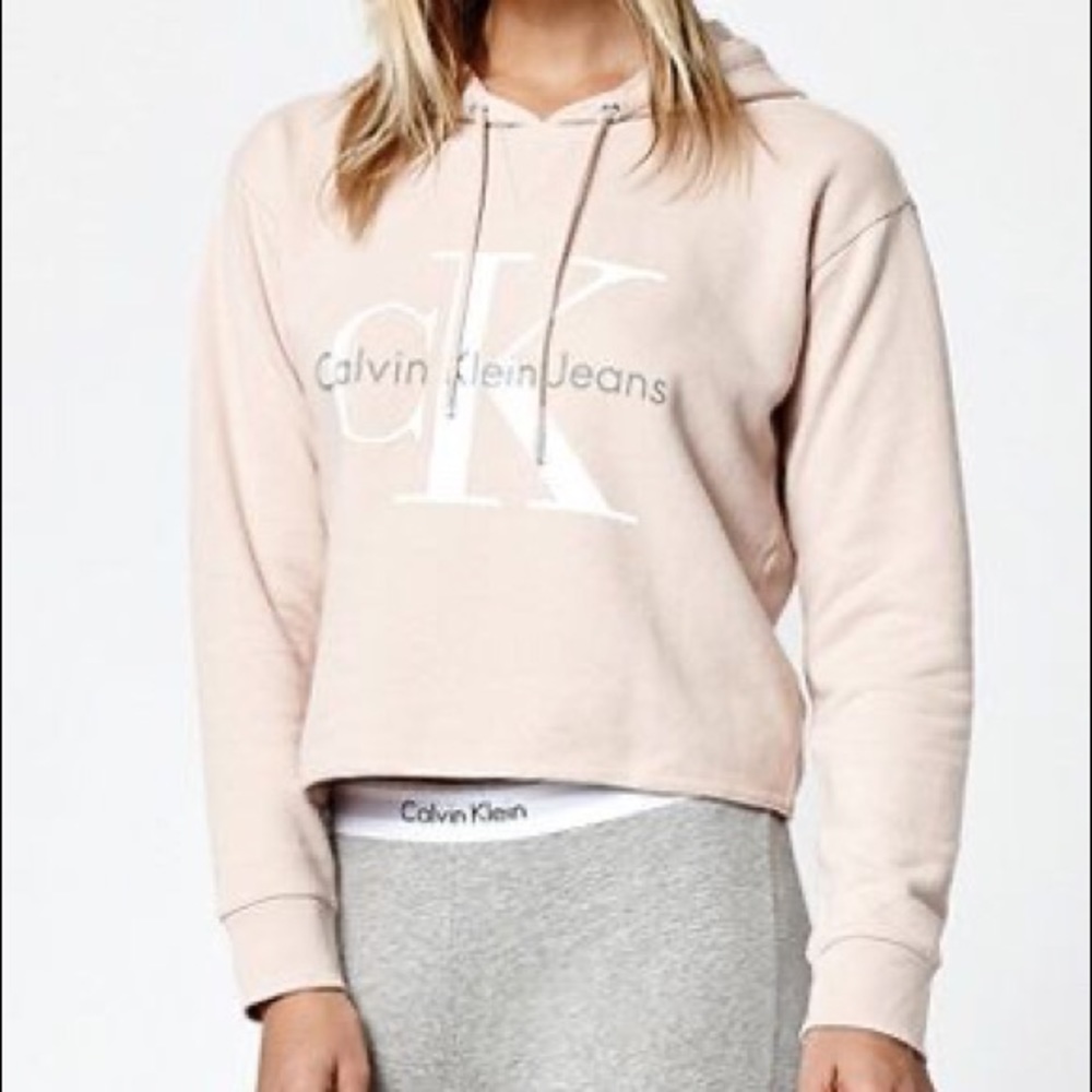 Calvin Klein Light Pink Cropped Hoodie